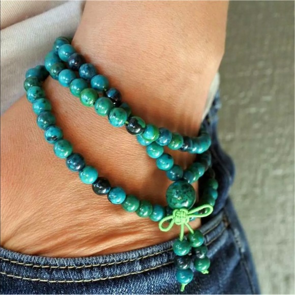 Jewelry - 6mm natural Chrysocolla Gemstone bracelet/necklace